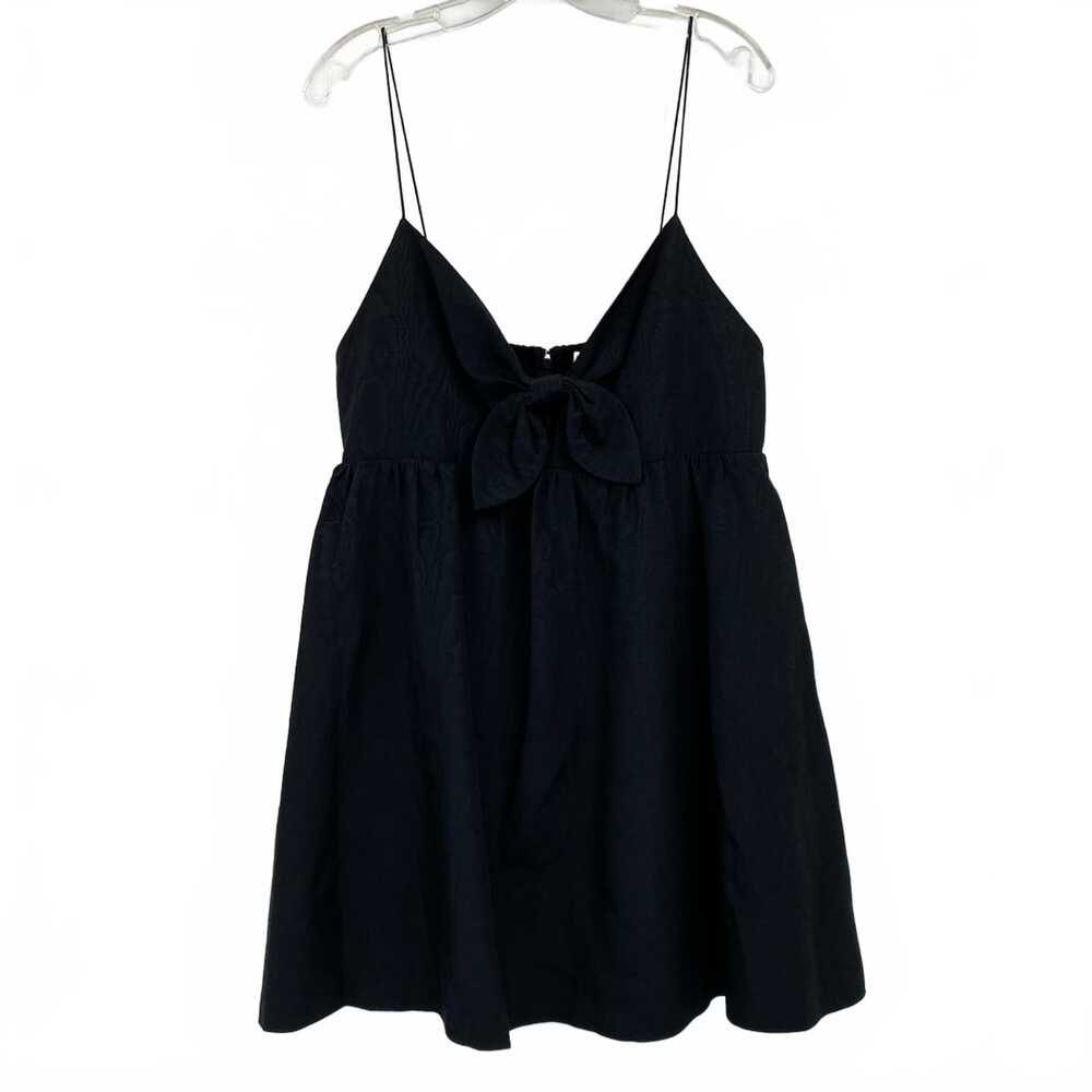 Alice + Olivia Black Wood Grain Bow Front Mini Dress | Plus 14